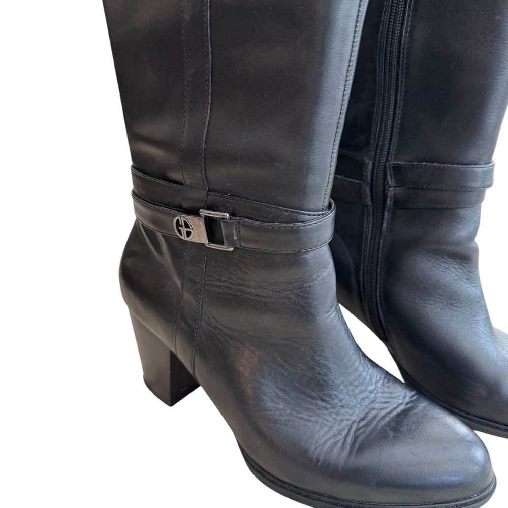Gianni Bini Black Knee High Block Heel Boots Women’s 9.5M Leather Zip Side - Picture 4 of 10